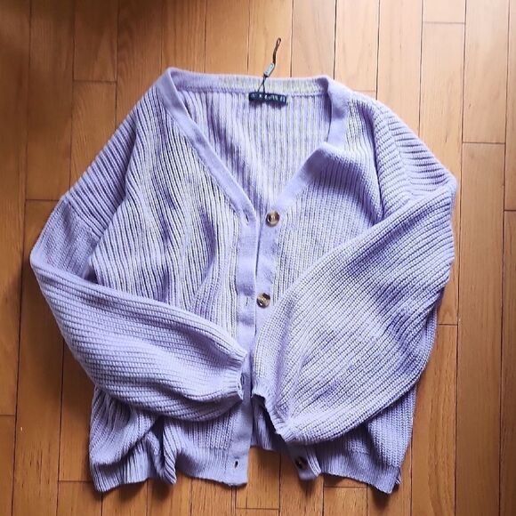 Zaful Purple Cardigan Cozy Knit Sweater - Picture 4 of 4